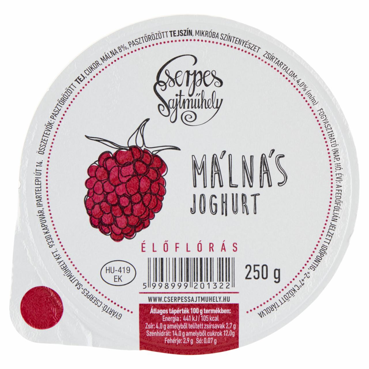 Képek - Cserpes Sajtműhely málnás élőflórás joghurt 250 g