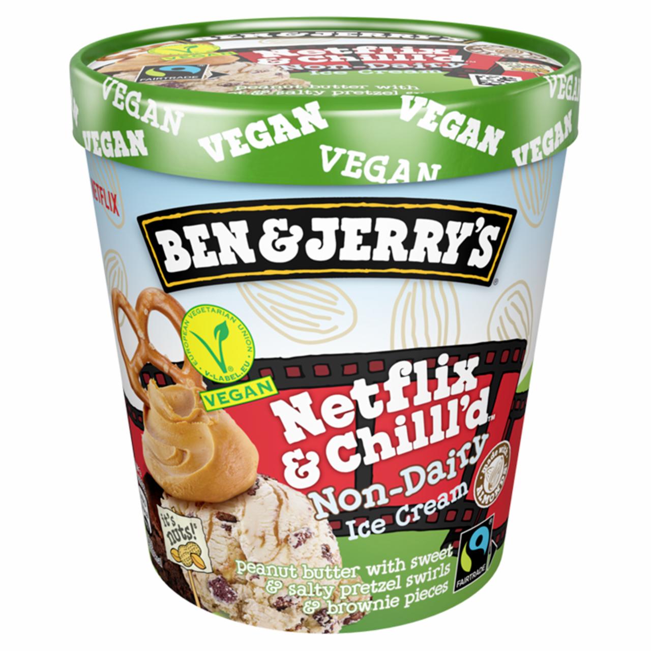 Képek - Ben & Jerry's Netflix & Chilll'd földimogyoróvajas jégkrém kakaós brownie süteménydarabokkal 465 ml