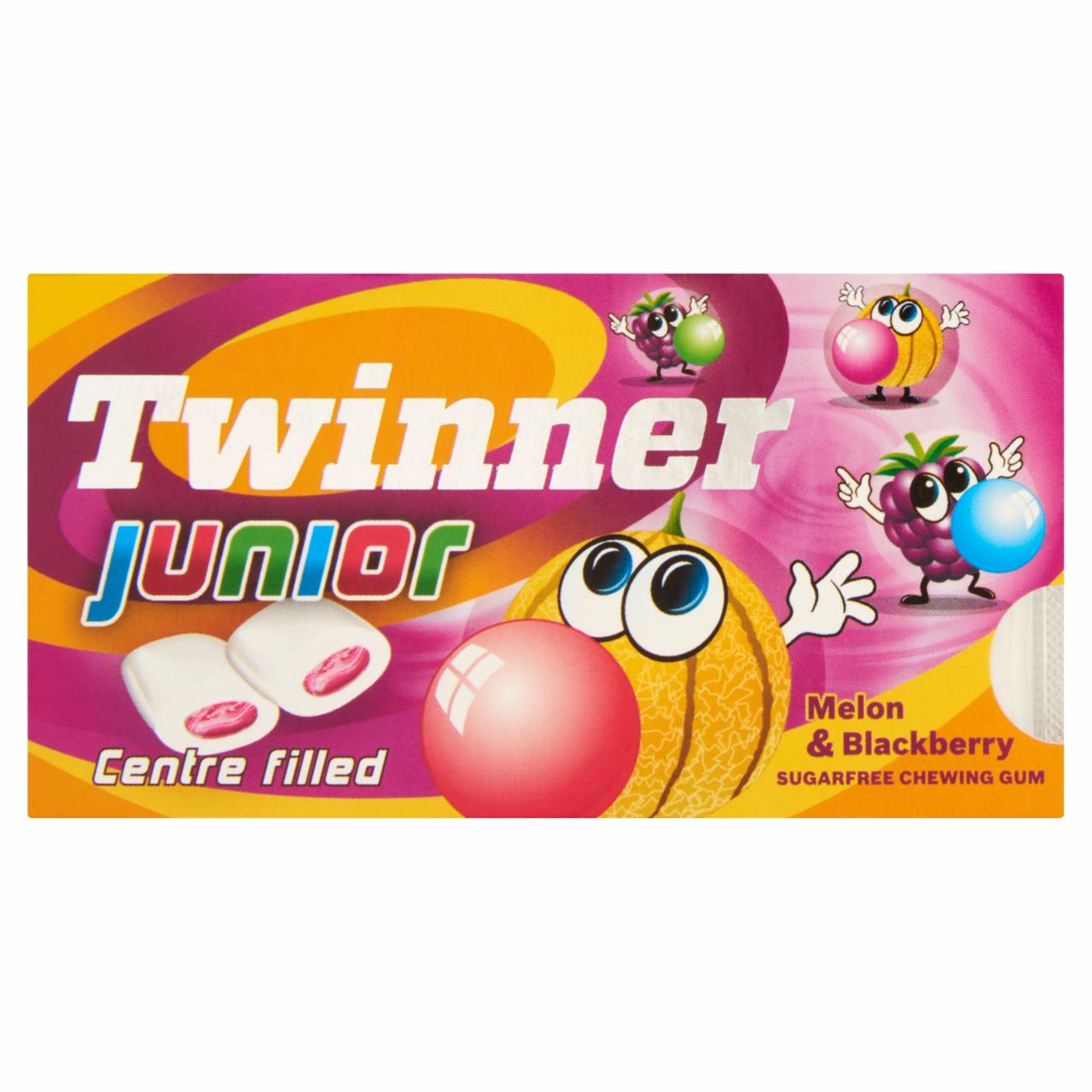 Képek - Twinner Junior Melon & Blackberry cukormentes rágógumi édesítőszerekkel 10 db 22 g