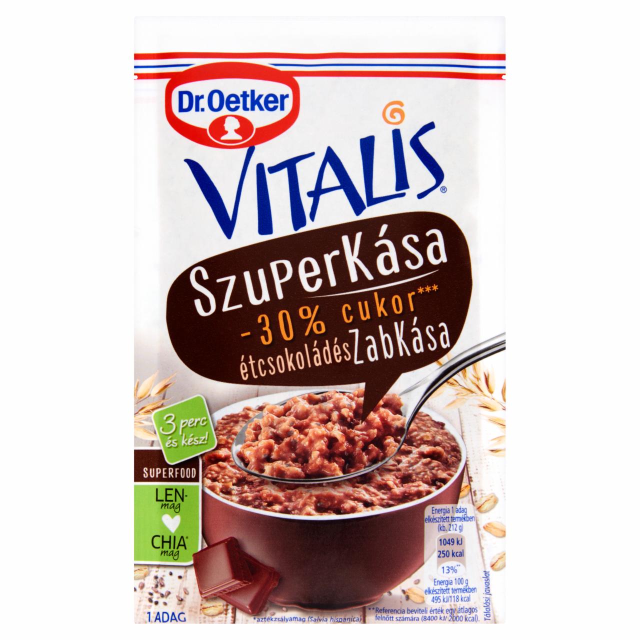 Képek - Dr. Oetker Vitalis Szuperkása étcsokoládés zabkása alappor 62 g