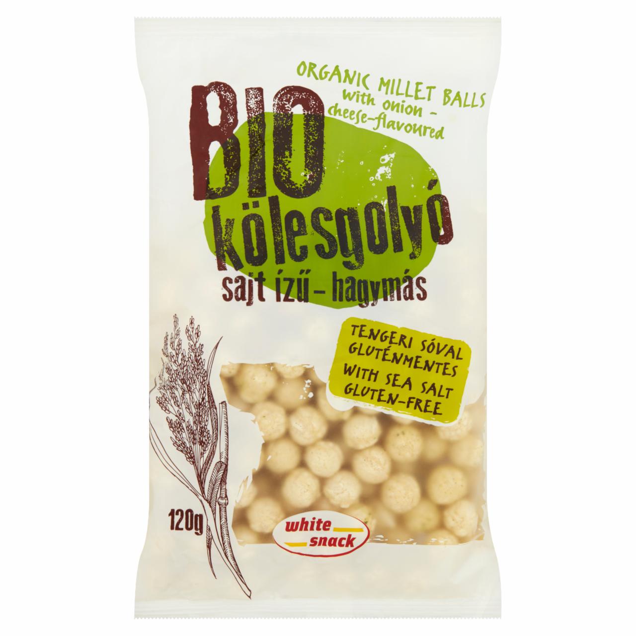 Képek - White Snack BIO sajt ízű-hagymás kölesgolyó 120 g