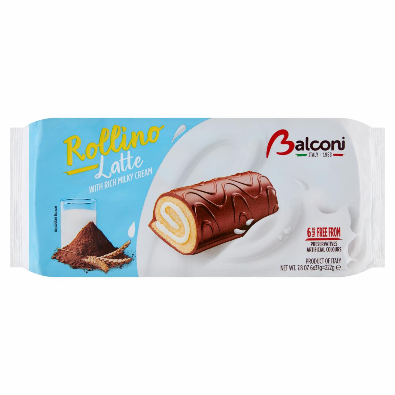 Képek - Balconi Rollino Al Latte zsírszegény kakaós masszával bevont piskóta tekercs 6 x 37 g (222 g)