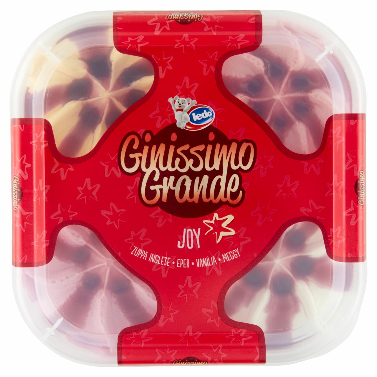 Képek - Ledo Ginissimo Grande Joy eperízű, vaníliaízű, zuppa inglese ízű és meggyízű jégkrém 1650 ml
