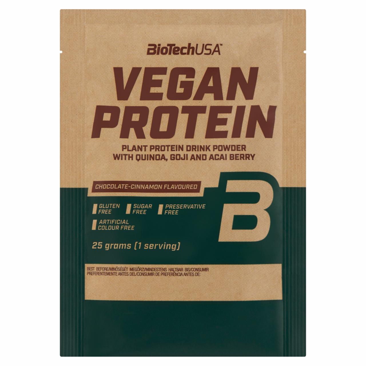Képek - BioTechUSA Vegan Protein cukormentes csokoládé-fahéj ízű fehérje italpor édesítőszerekkel 25 g