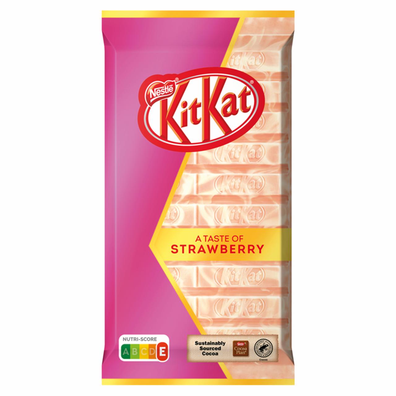 Képek - KitKat ropogós ostya eperízű fehér csokoládéban és tejcsokoládéban 112 g