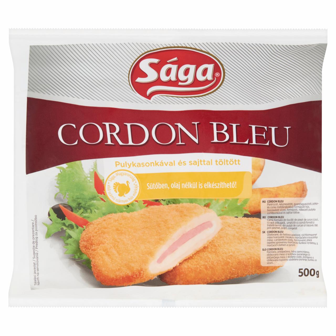 Képek - Sága Cordon Bleu gyorsfagyasztott, panírozott pulyka- és csirkehús sajttal töltve 500 g