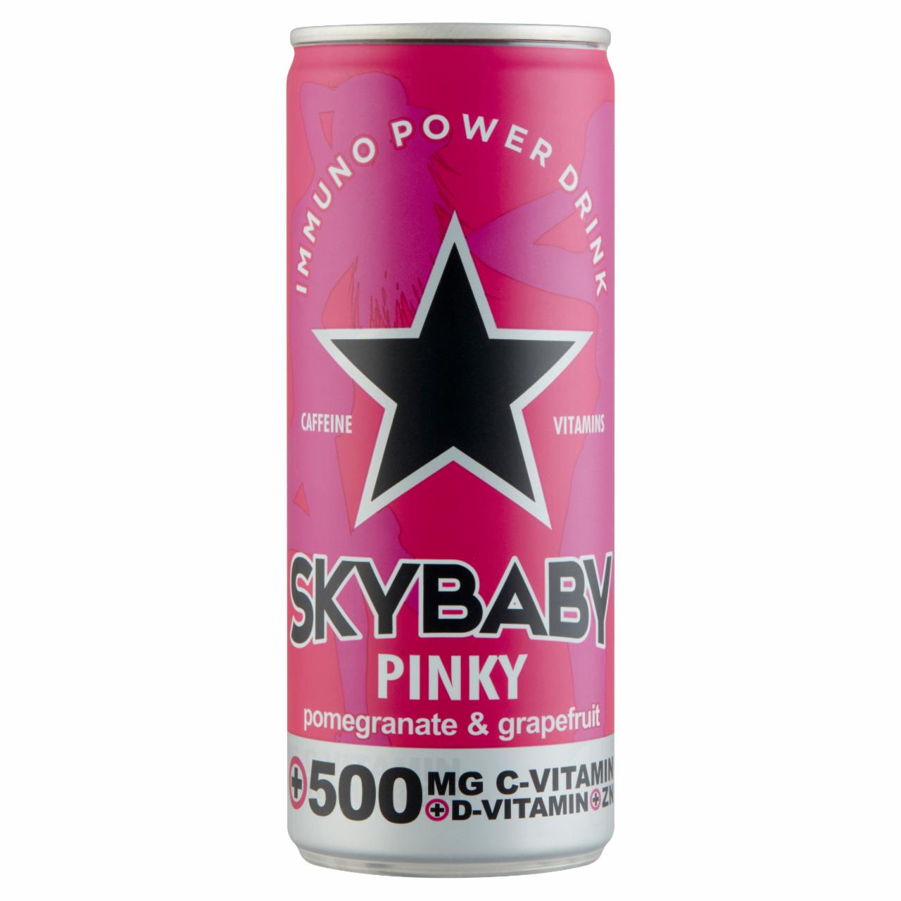Képek - Skybaby Power Drink Pinky szénsavas grapefruit és gránátalma ízű alkoholmentes ital 0,25 l