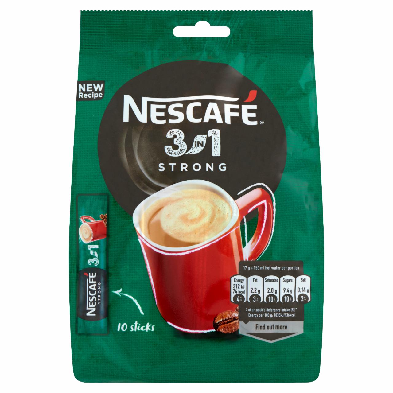 Képek - Nescafé 3in1 Strong azonnal oldódó kávéspecialitás 10 x 17 g (170 g)