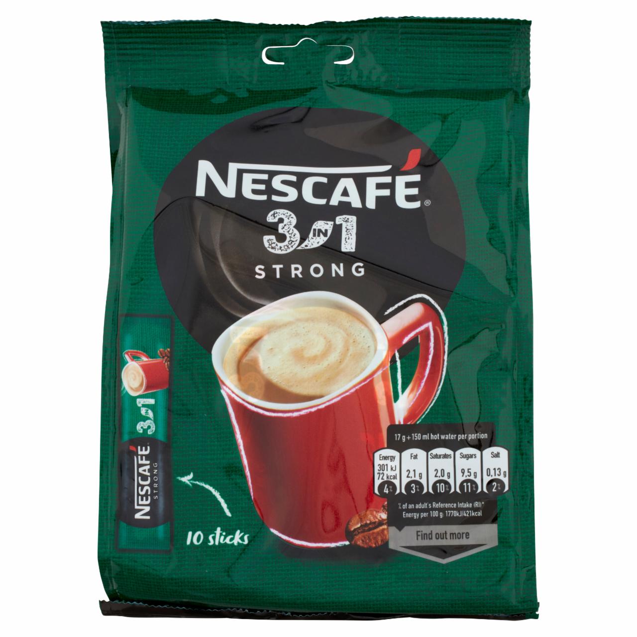 Képek - Nescafé 3in1 Strong azonnal oldódó kávéspecialitás 10 x 17 g (170 g)