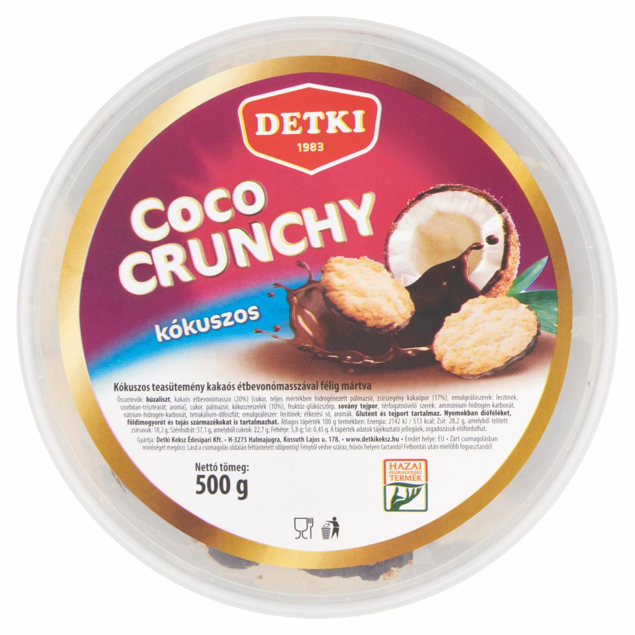 Képek - Detki Coco Crunchy kókuszos teasütemény kakaós étbevonómasszával félig mártva 500 g
