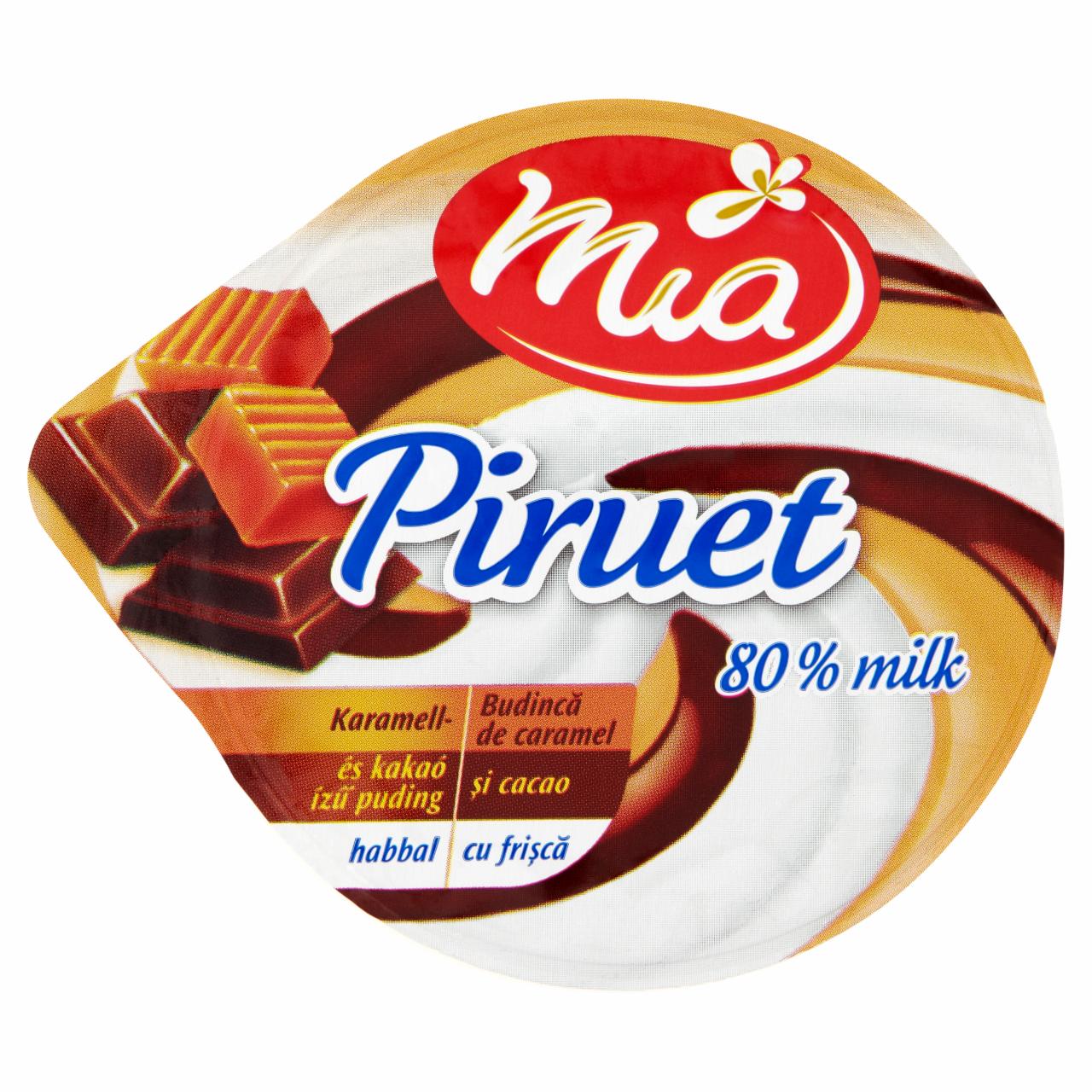 Képek - Mia Piruet karamell- és kakaó ízű puding habbal 120 g