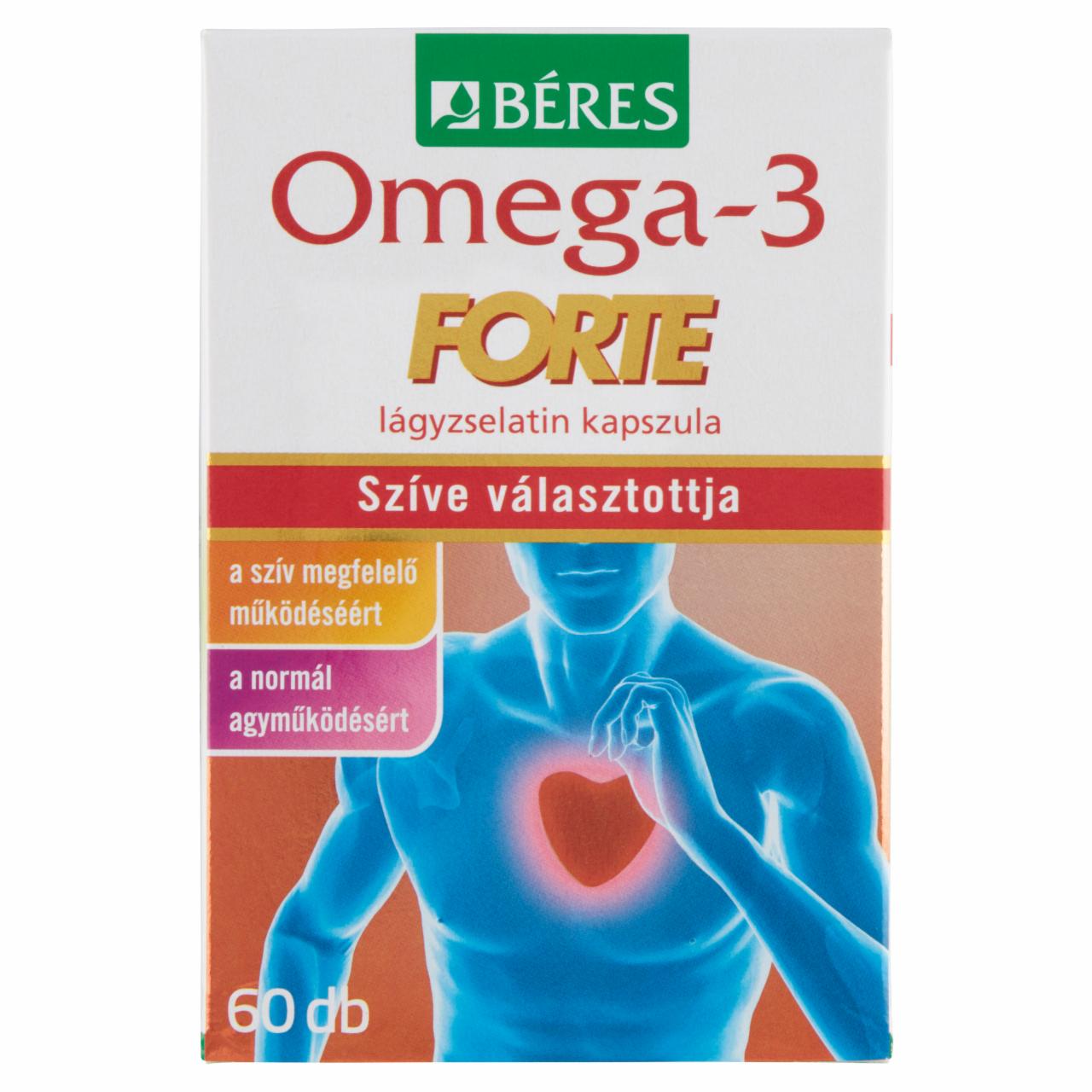 Képek - Béres Omega-3 Forte étrend-kiegészítő lágyzselatin kapszula 60 x 0,694 g (41,6 g)