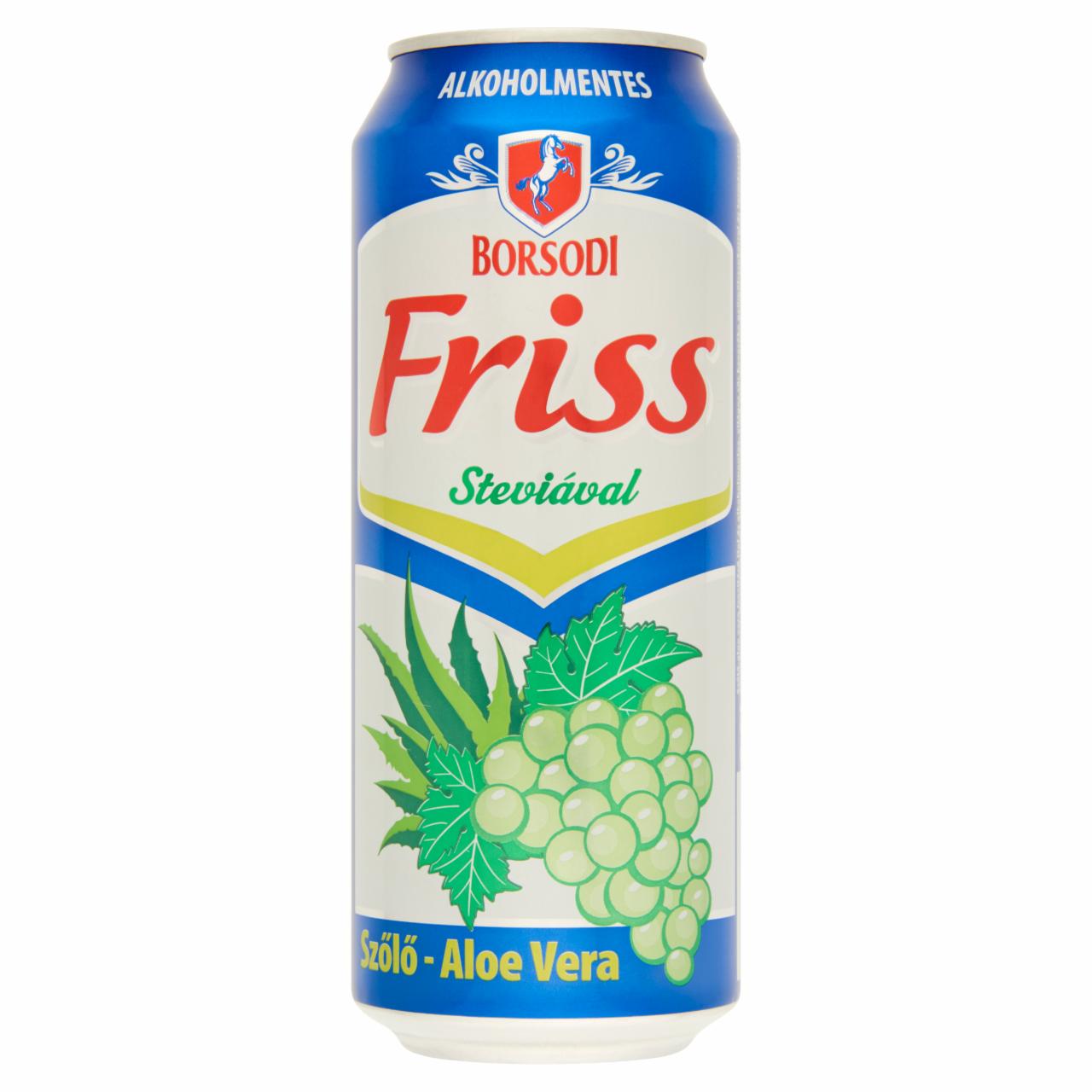 Képek - Borsodi Friss szőlő-aloe vera ízesítésű ital és alkoholmentes világos sör steviával 0,5% 0,5 l