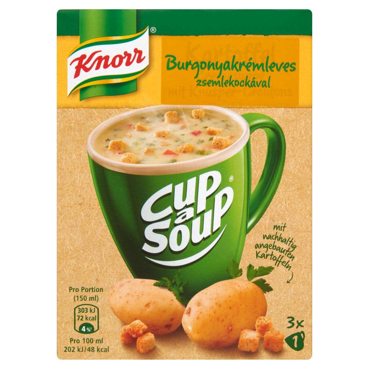 Képek - Knorr Cup a Soup burgonyakrémleves zsemlekockával 3 x 16 g