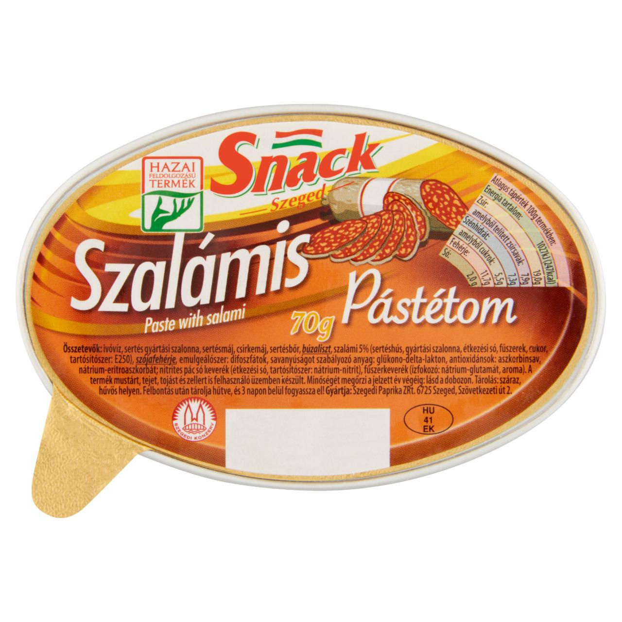 Képek - Snack Szeged szalámis pástétom, tépőzáras 70 g