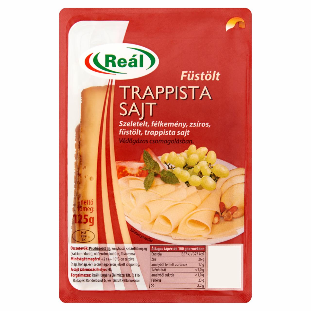 Képek - Reál zsíros, félkemény, füstölt, szeletelt trappista sajt 125 g