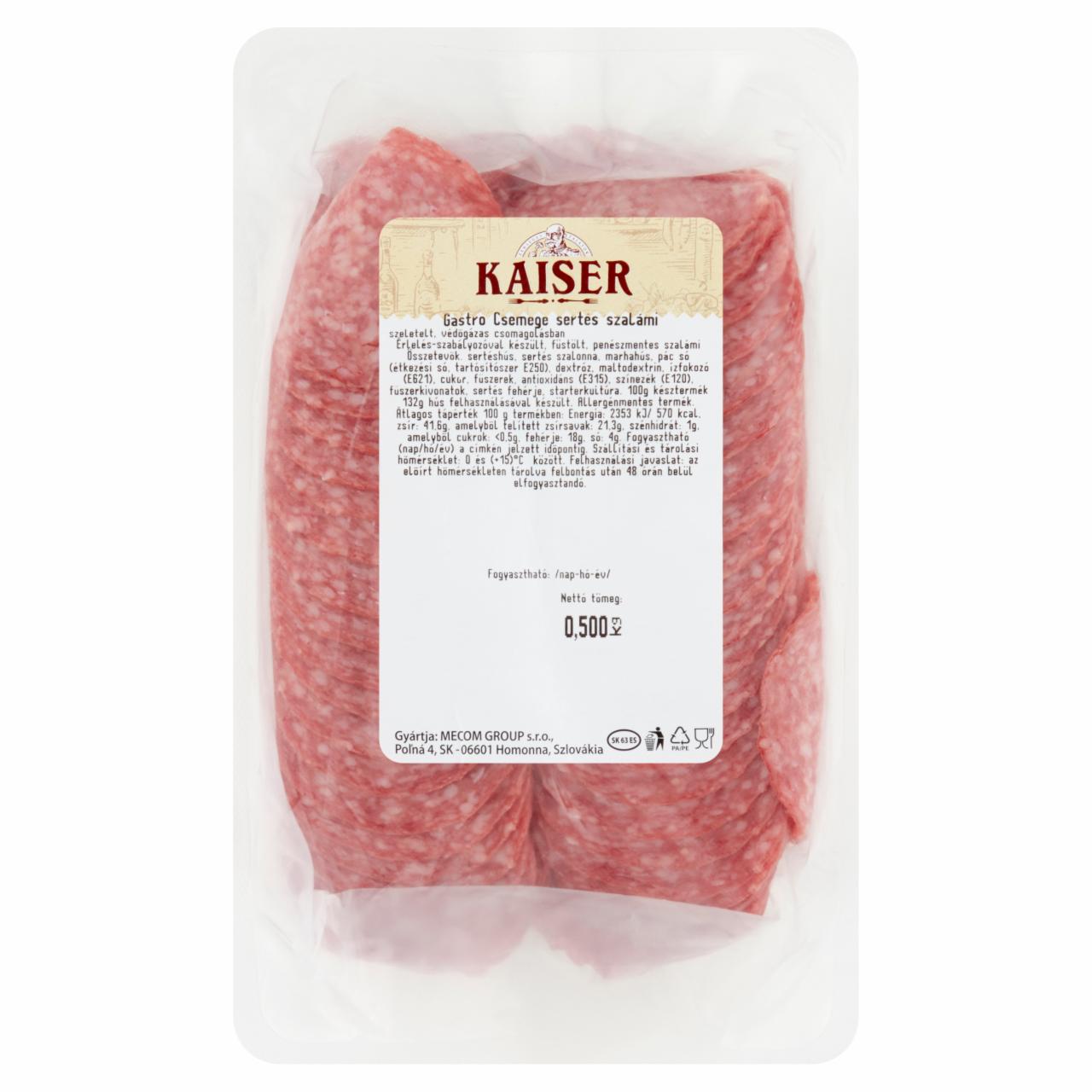 Képek - Kaiser Gastro szeletelt csemege sertés szalámi 500 g