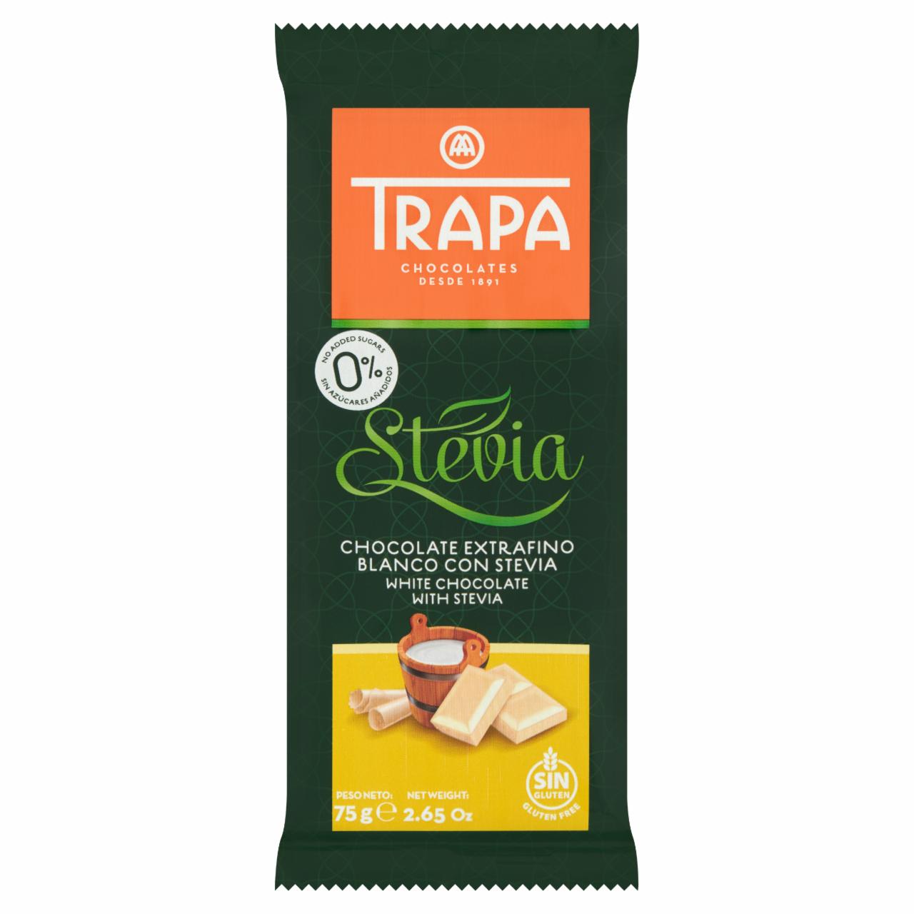 Képek - Trapa steviás fehércsokoládé édesítőszerekkel 75 g