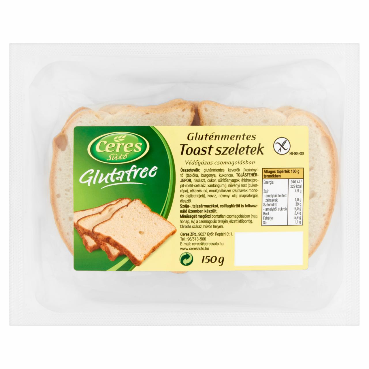 Képek - Ceres Sütő Glutafree gluténmentes toast szeletek 150 g
