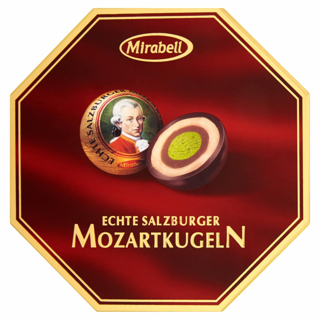 Képek - Mirabell Mozartkugeln étcsokoládé világos és sötét mogyoróskrém és marcipán töltelékkel 100 g
