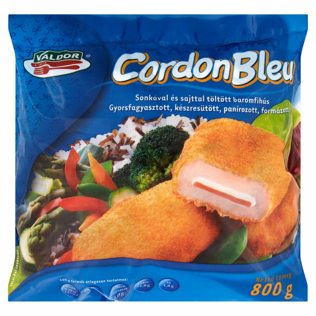 Képek - Valdor Cordon Bleu gyorsfagyasztott, készresütött, panírozott, formázott baromfihús 800 g