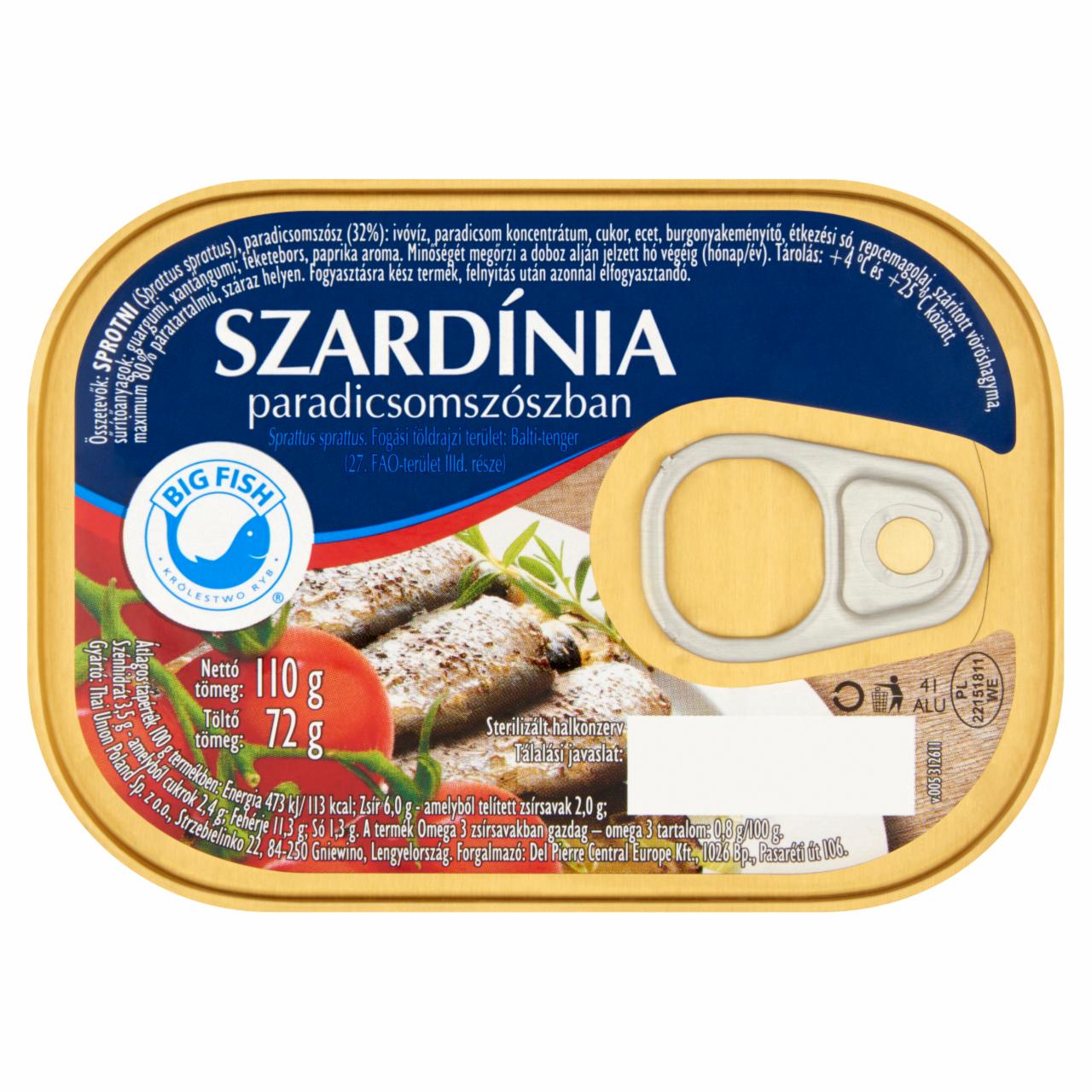 Képek - Big Fish szardínia paradicsomszószban 110 g