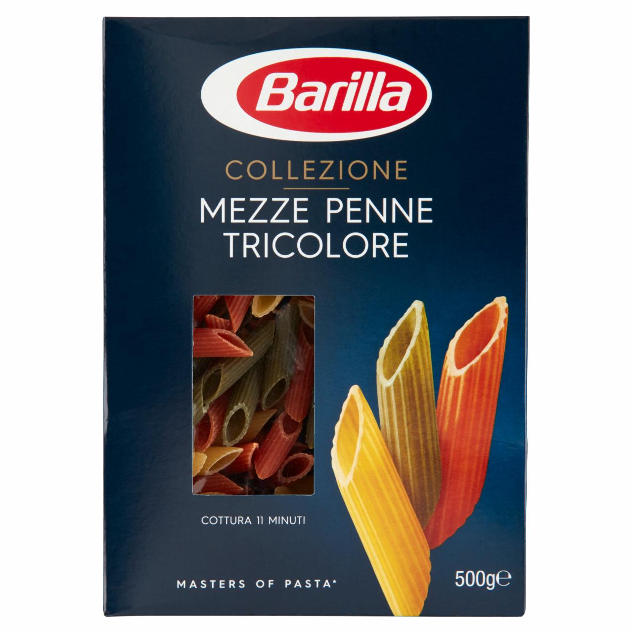 Képek - Barilla Collezione Mezze Penne Tricolore paradicsommal, spenóttal ízesített durum száraztészta 500 g