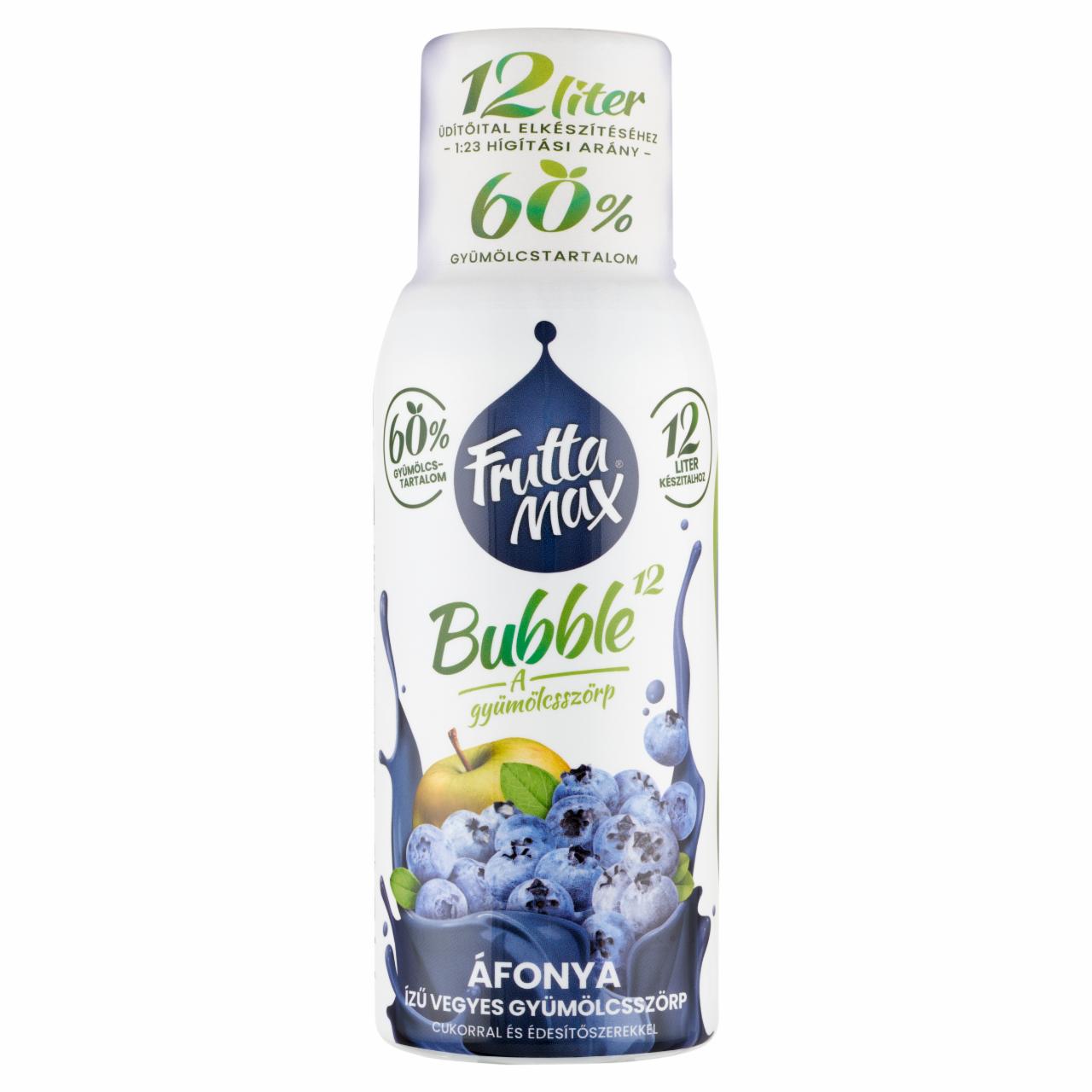 Képek - FruttaMax Bubble¹² áfonya ízű vegyes gyümölcsszörp cukorral és édesítőszerekkel 500 ml