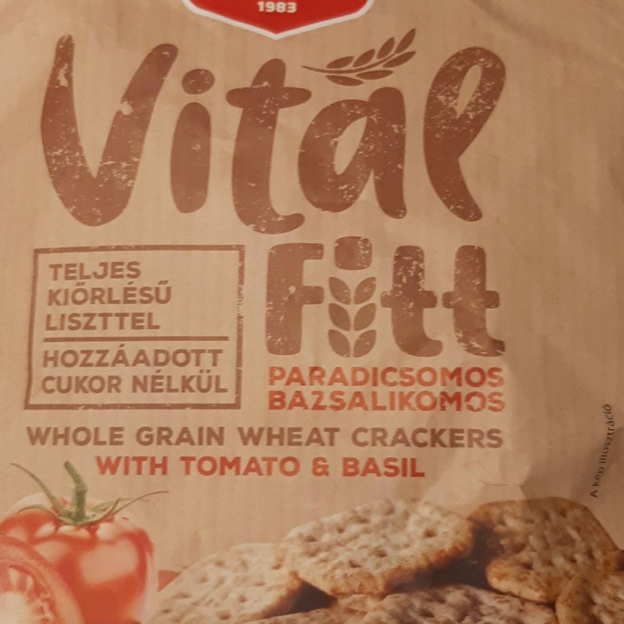 Képek - Detki Vital Fitt paradicsomos-bazsalikomos teljes kiőrlésű kréker, cukor hozzáadása nélkül 100 g