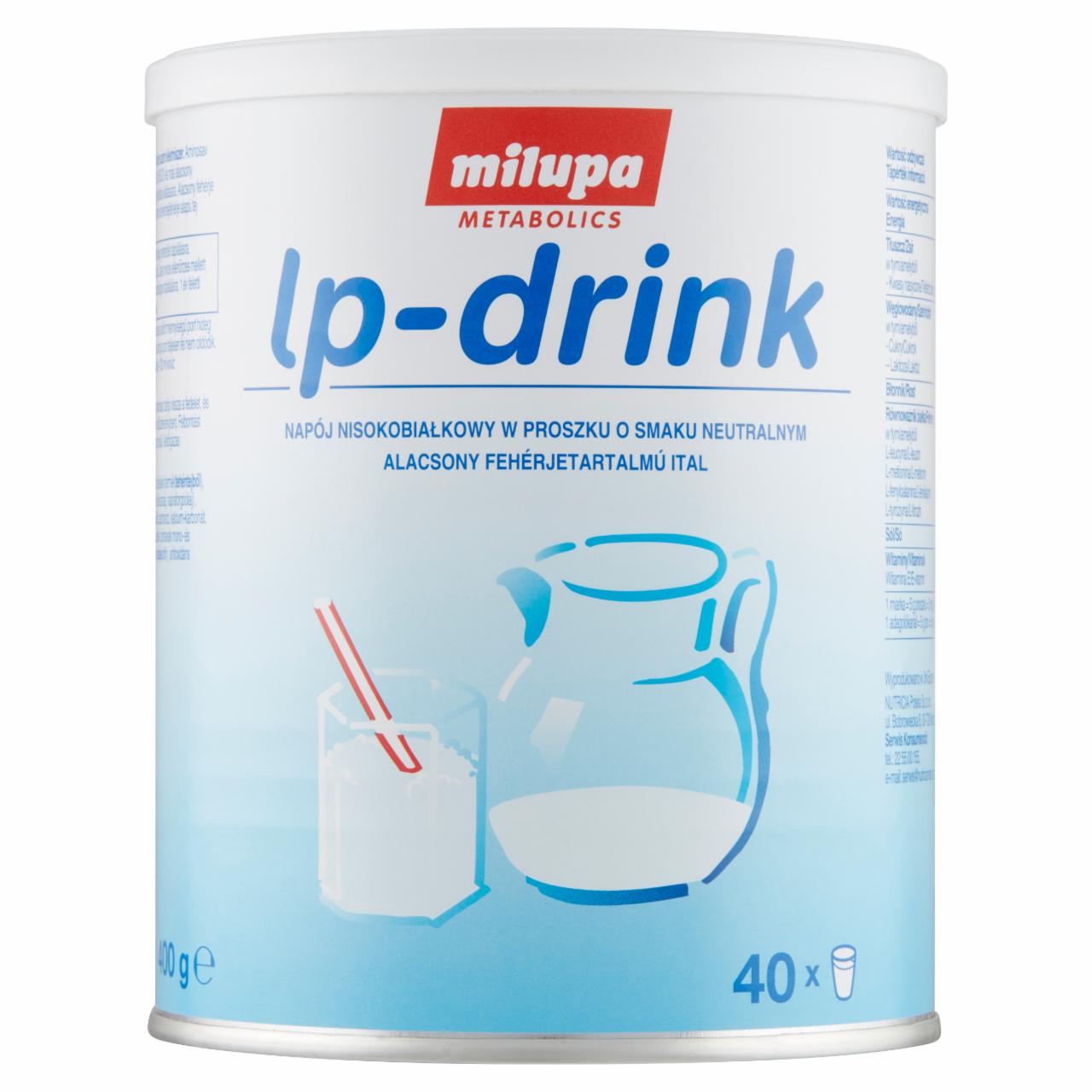 Képek - Milupa LP-Drink alacsony fehérjetartalmú ital 400 g