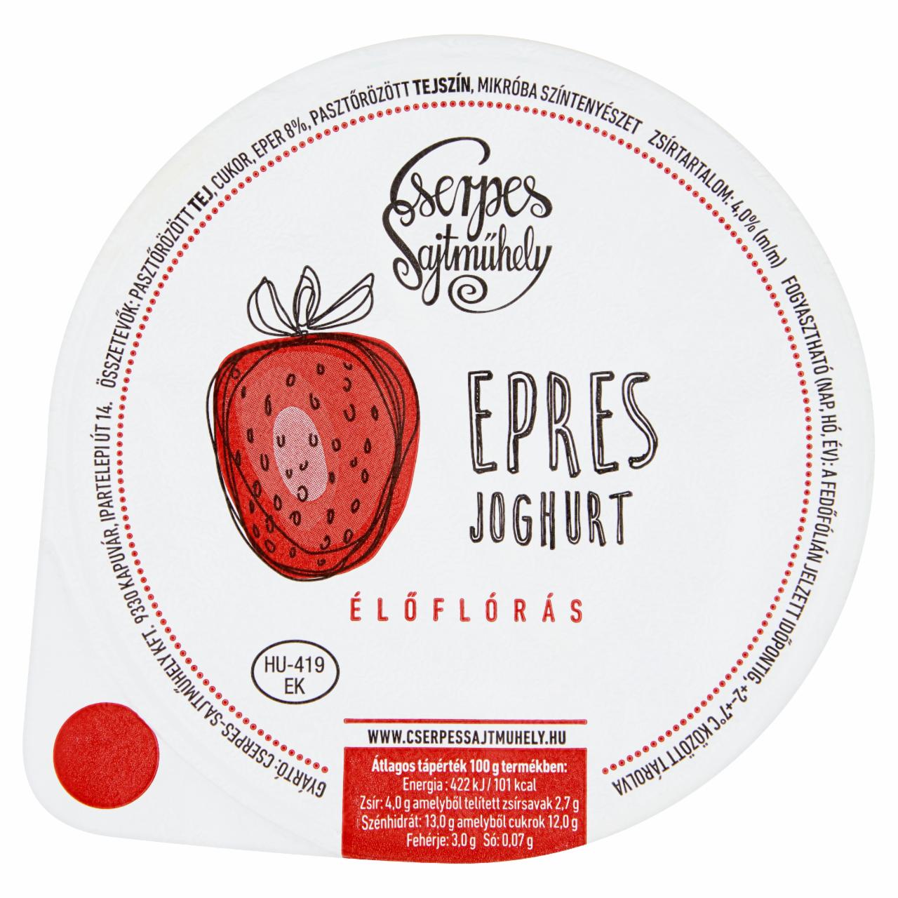 Képek - Cserpes élőflórás epres joghurt 250 g