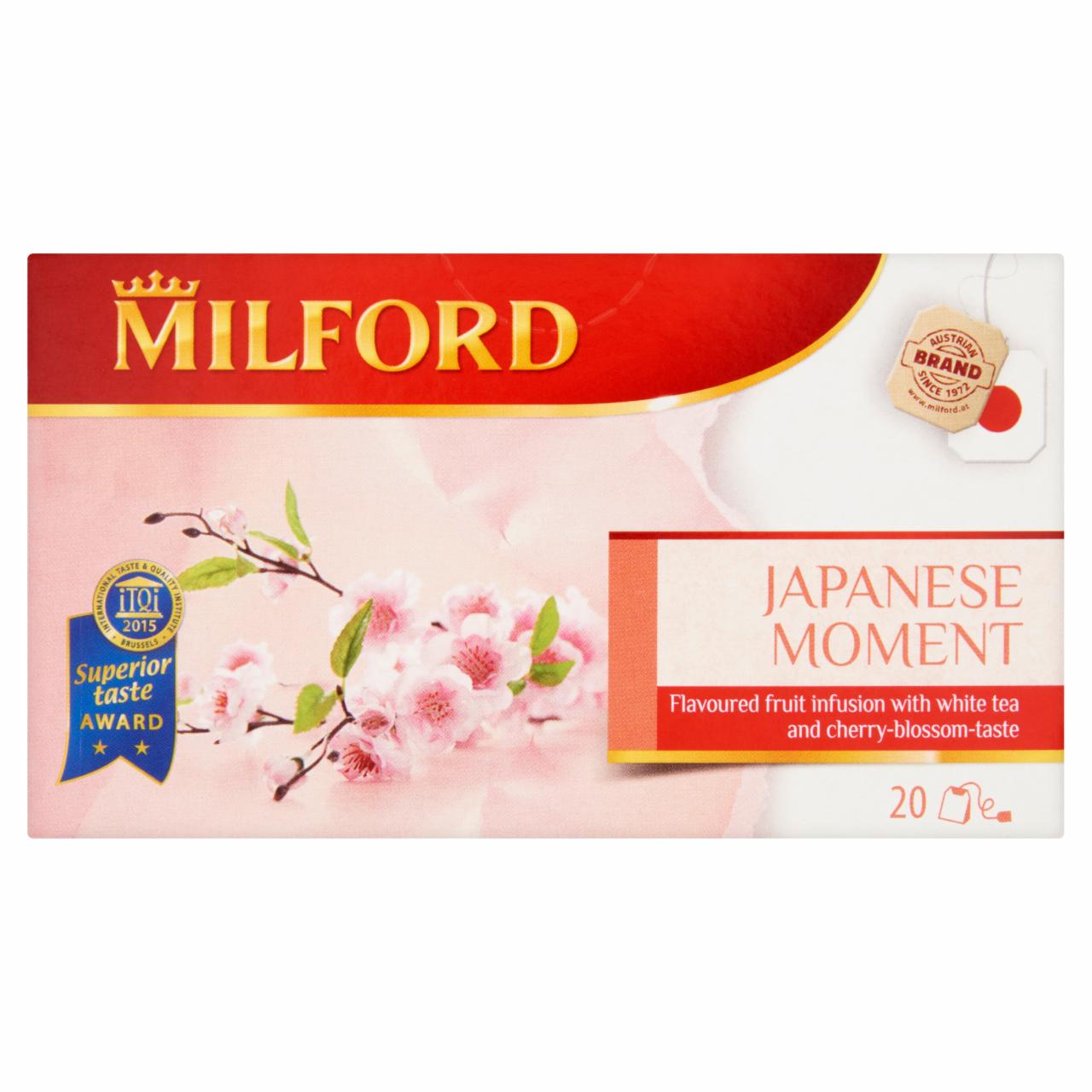 Képek - Milford Japanese Moment fehér tea és cseresznyevirág ízesítésű gyümölcstea 20 filter 50 g