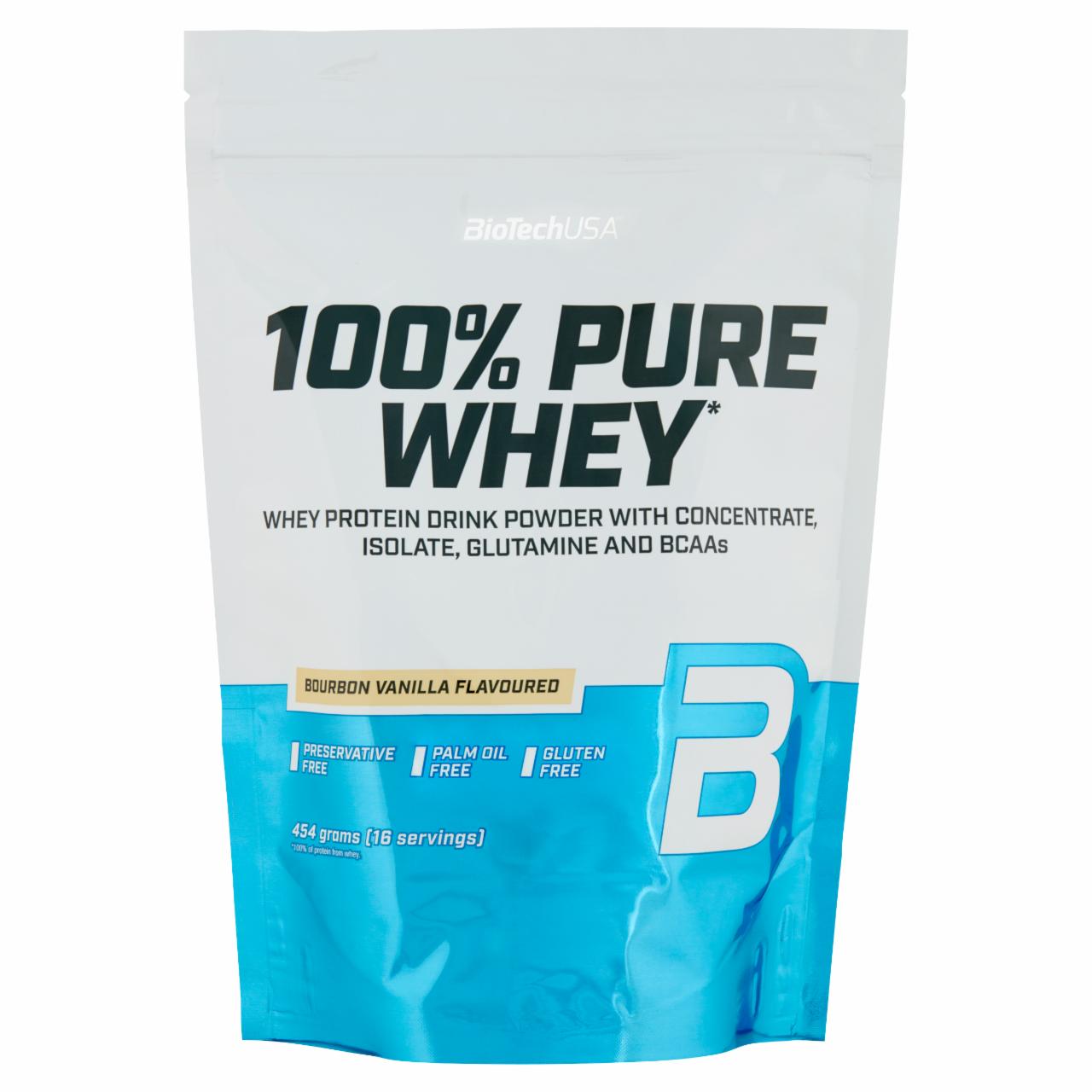 Képek - BioTechUSA 100% Pure Whey bourbon vanília ízű fehérje italpor cukrokkal és édesítőszerekkel 454 g