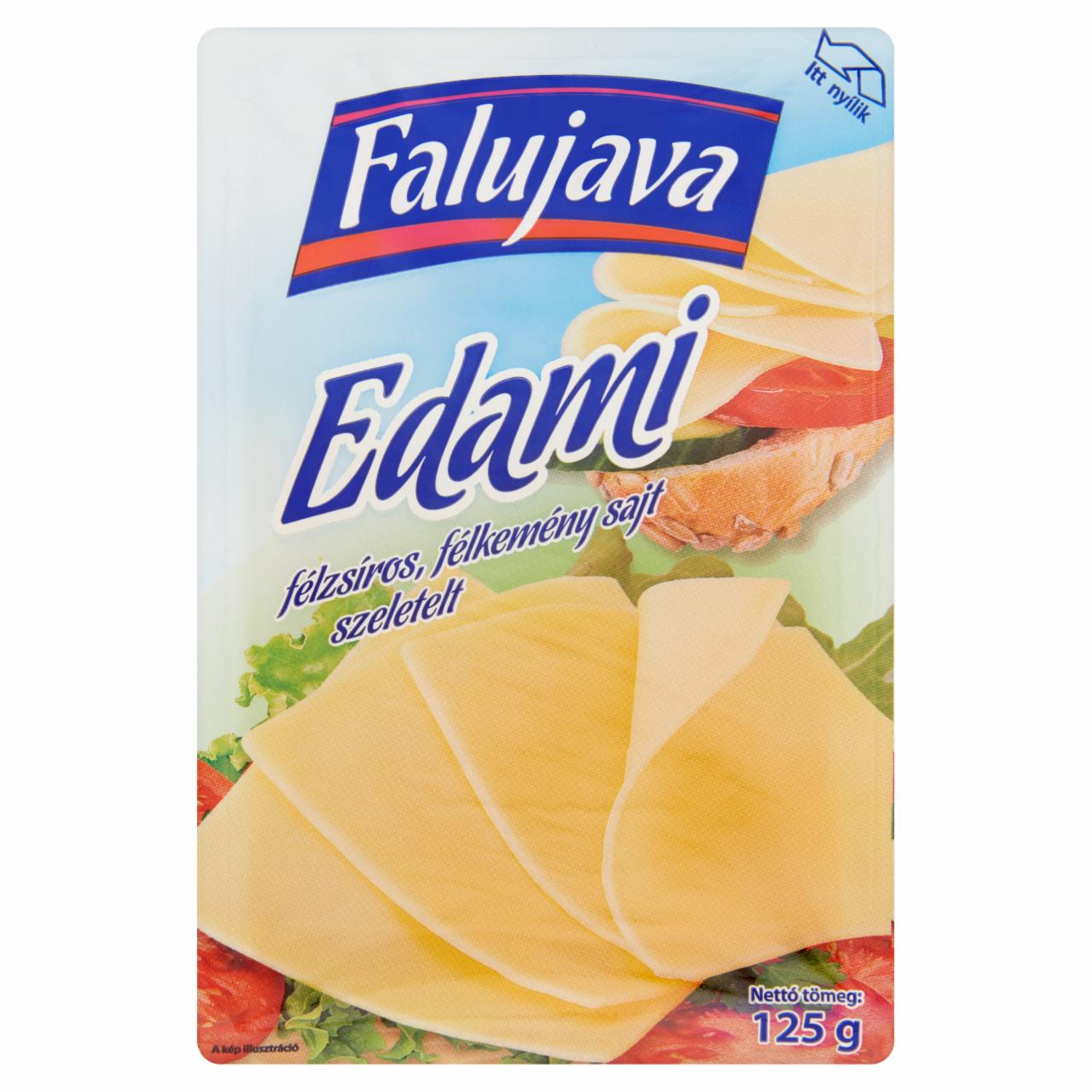 Képek - Falujava félzsíros, félkemény szeletelt edami sajt 125 g