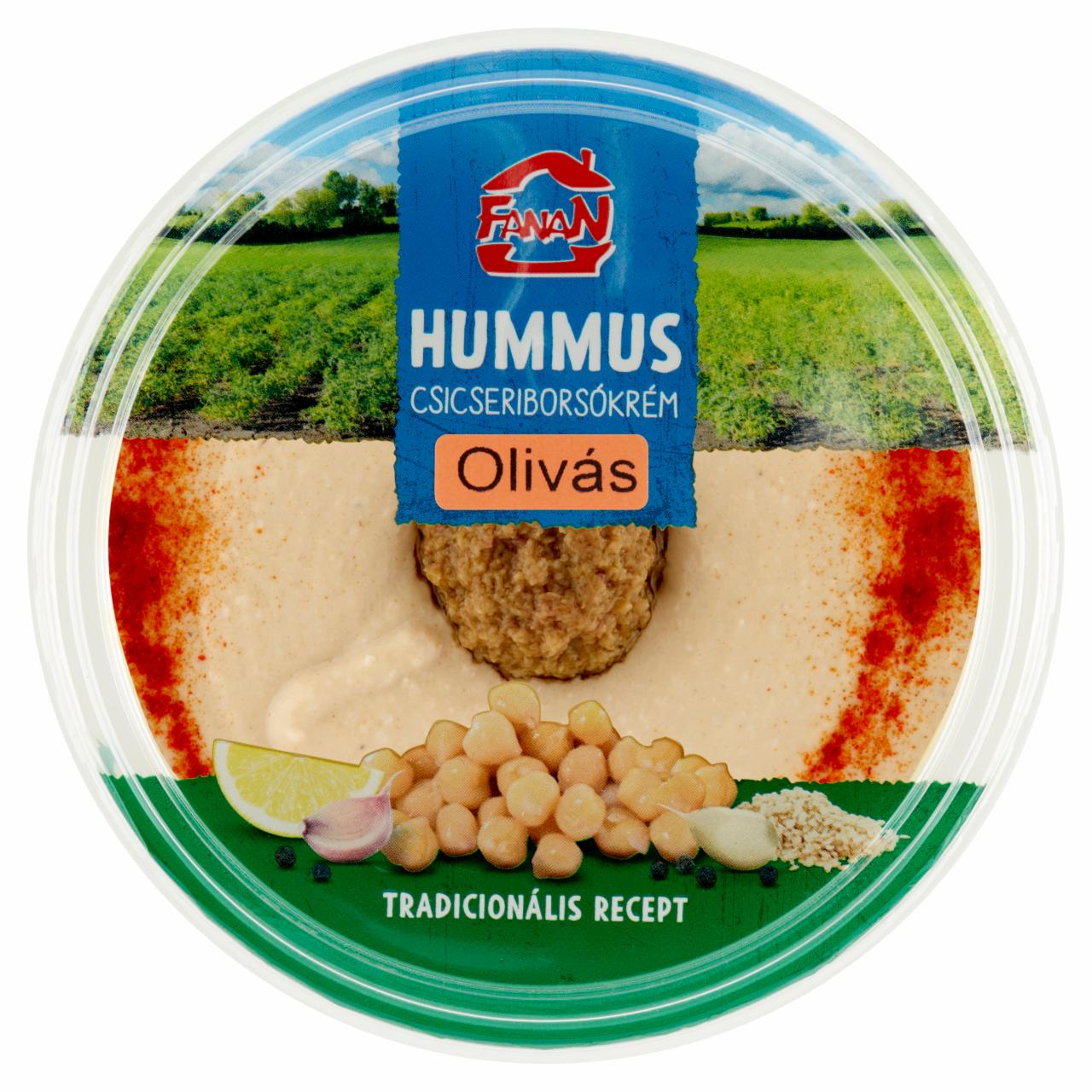 Képek - Fanan hummus olivás csicseriborsó krém 250 g