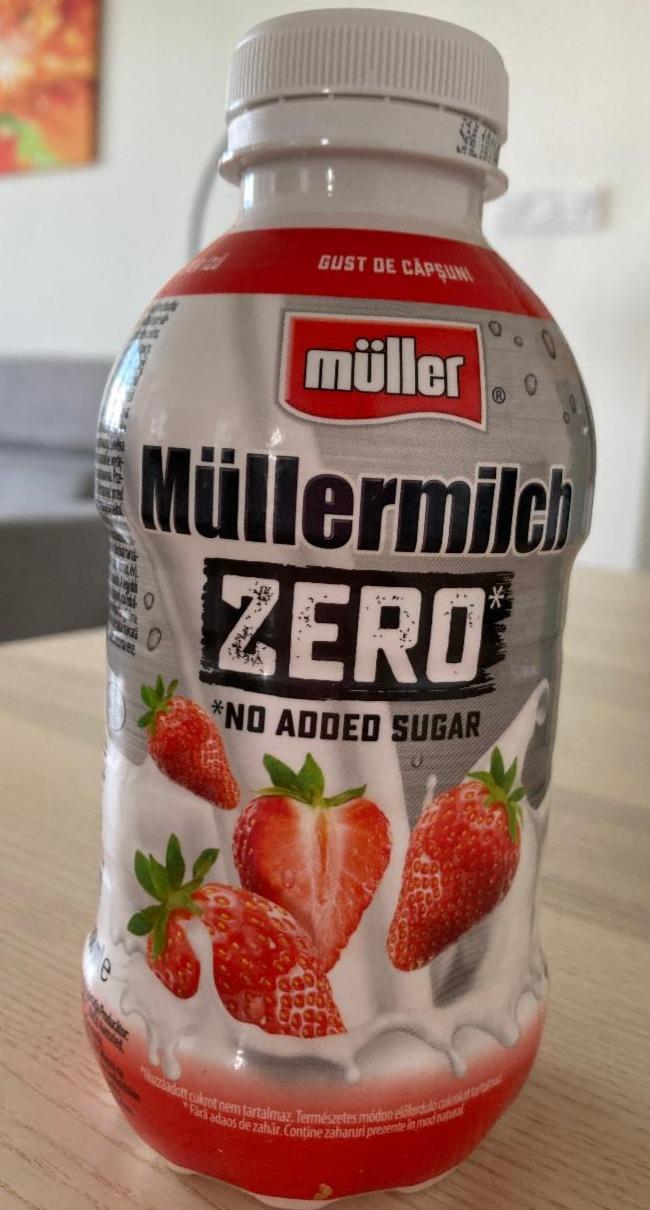 Képek - Müller Müllermilch Zero eper ízű zsírszegény tejital édesítőszerekkel 388 ml