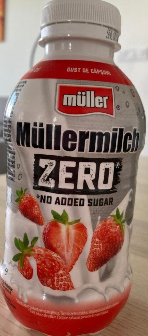 Képek - Müller Müllermilch Zero eper ízű zsírszegény tejital édesítőszerekkel 388 ml