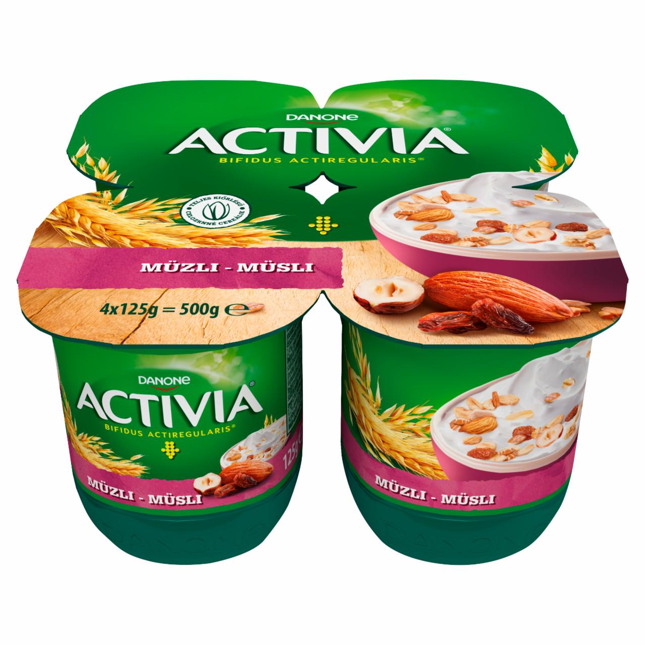 Képek - Danone Activia Müzli élőflórás édesített joghurt teljes kiőrlésű gabonákkal 4 x 125 g