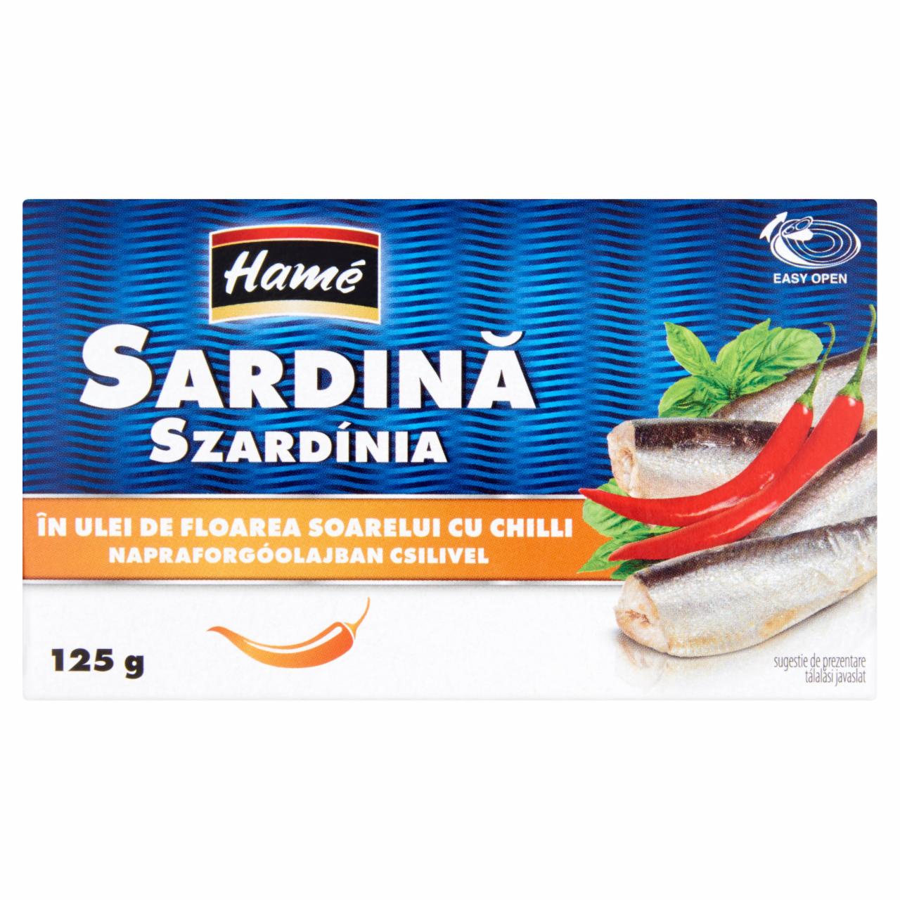 Képek - Hamé szardínia napraforgóolajban csilivel 125 g