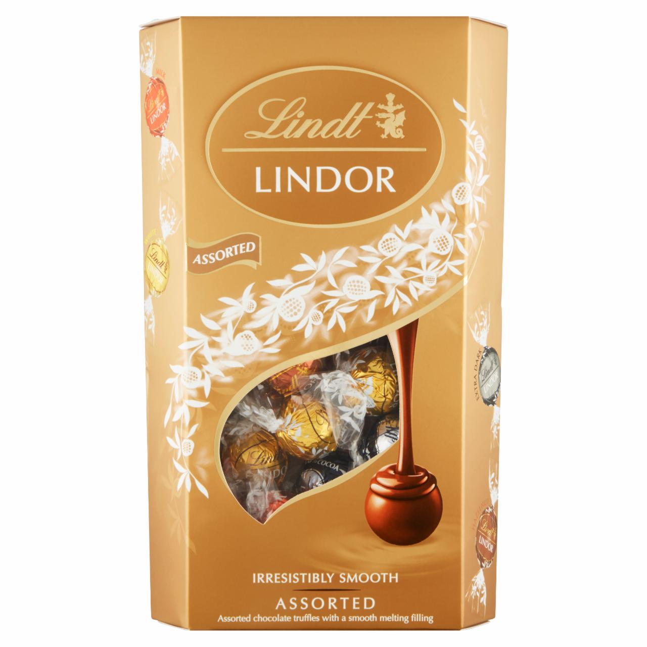 Képek - Lindt Lindor vegyes tejcsokoládé, mogyorós tejcsokoládé, fehér és étcsokoládé krémmel töltve 600 g