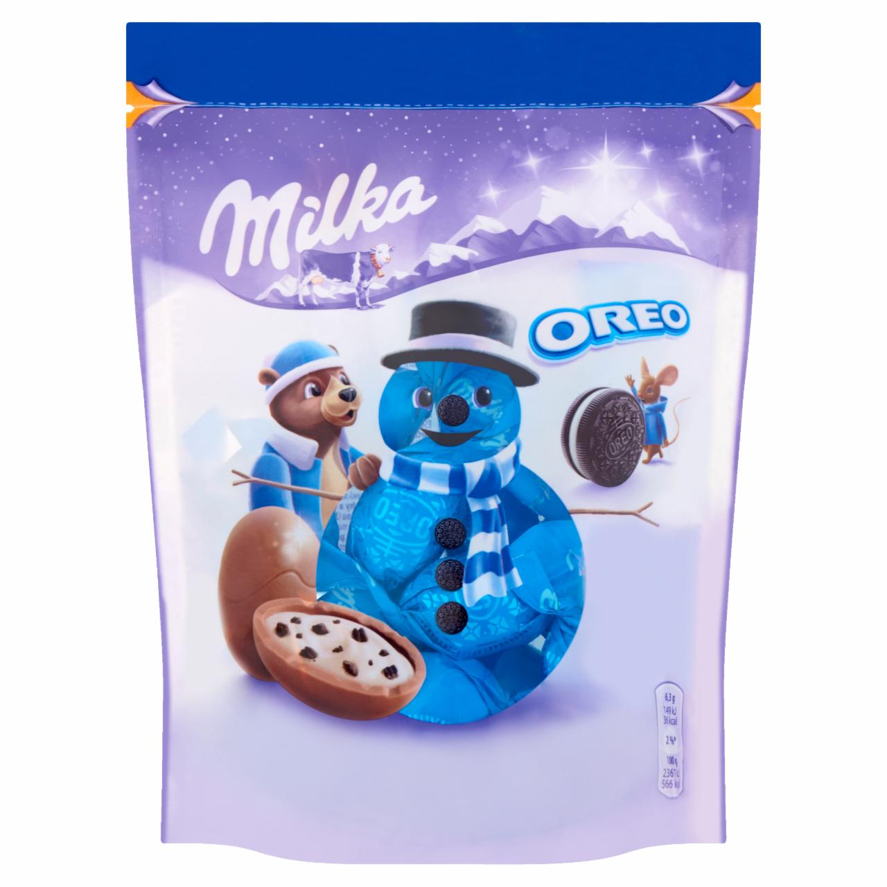 Képek - Milka Oreo tejcsokoládé tejes krémtöltelékkel és kakaós kekszdarabokkal 86 g