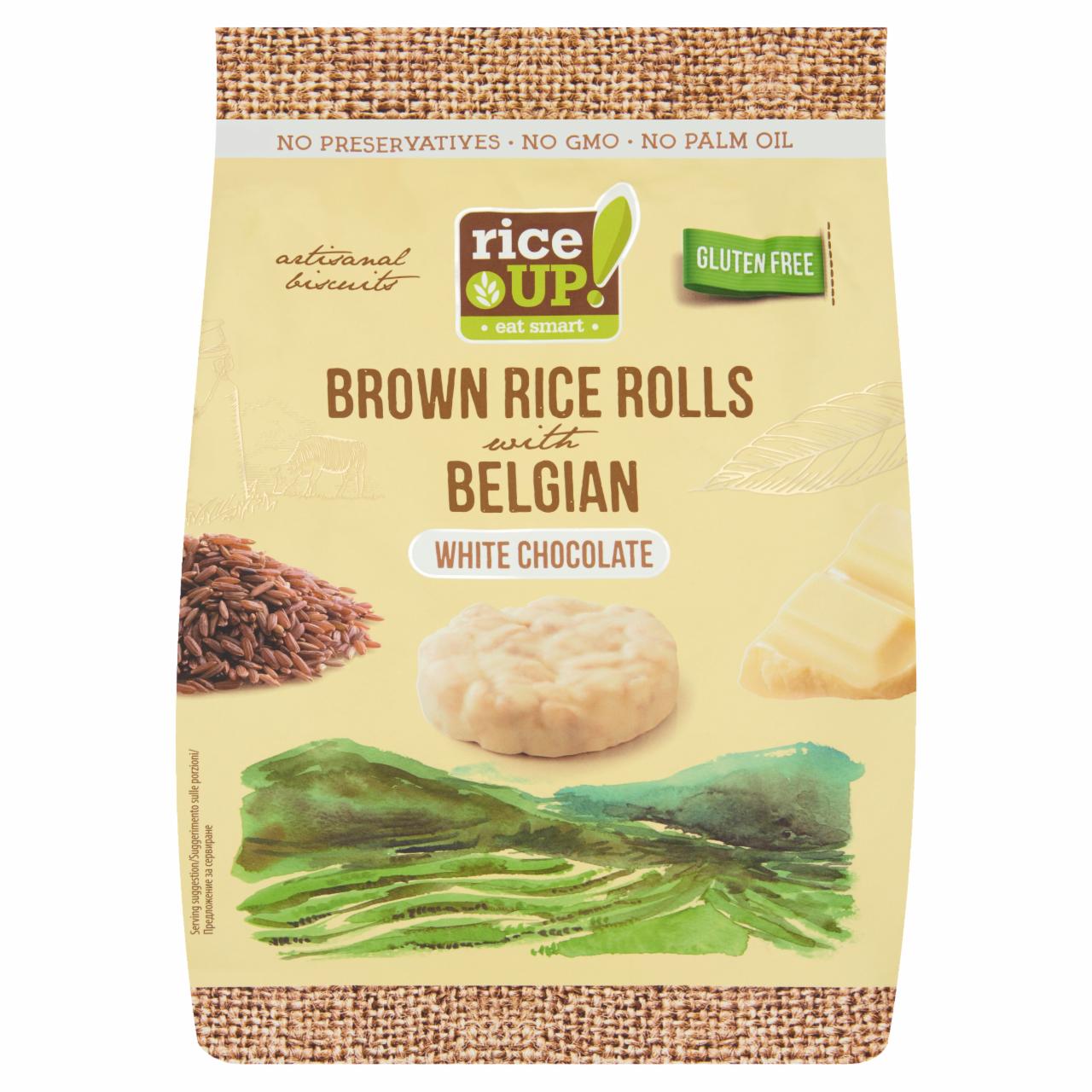 Képek - RiceUp! Eat Smart teljes kiőrlésű barna rizs snack fehércsokoládéval 50 g