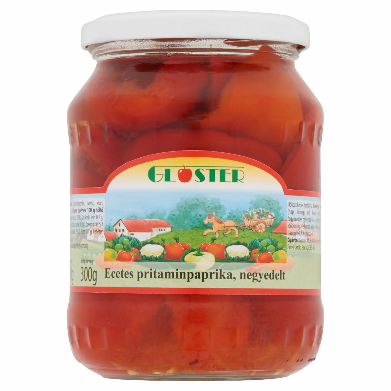 Képek - Gloster negyedelt, ecetes pritaminpaprika 680 g