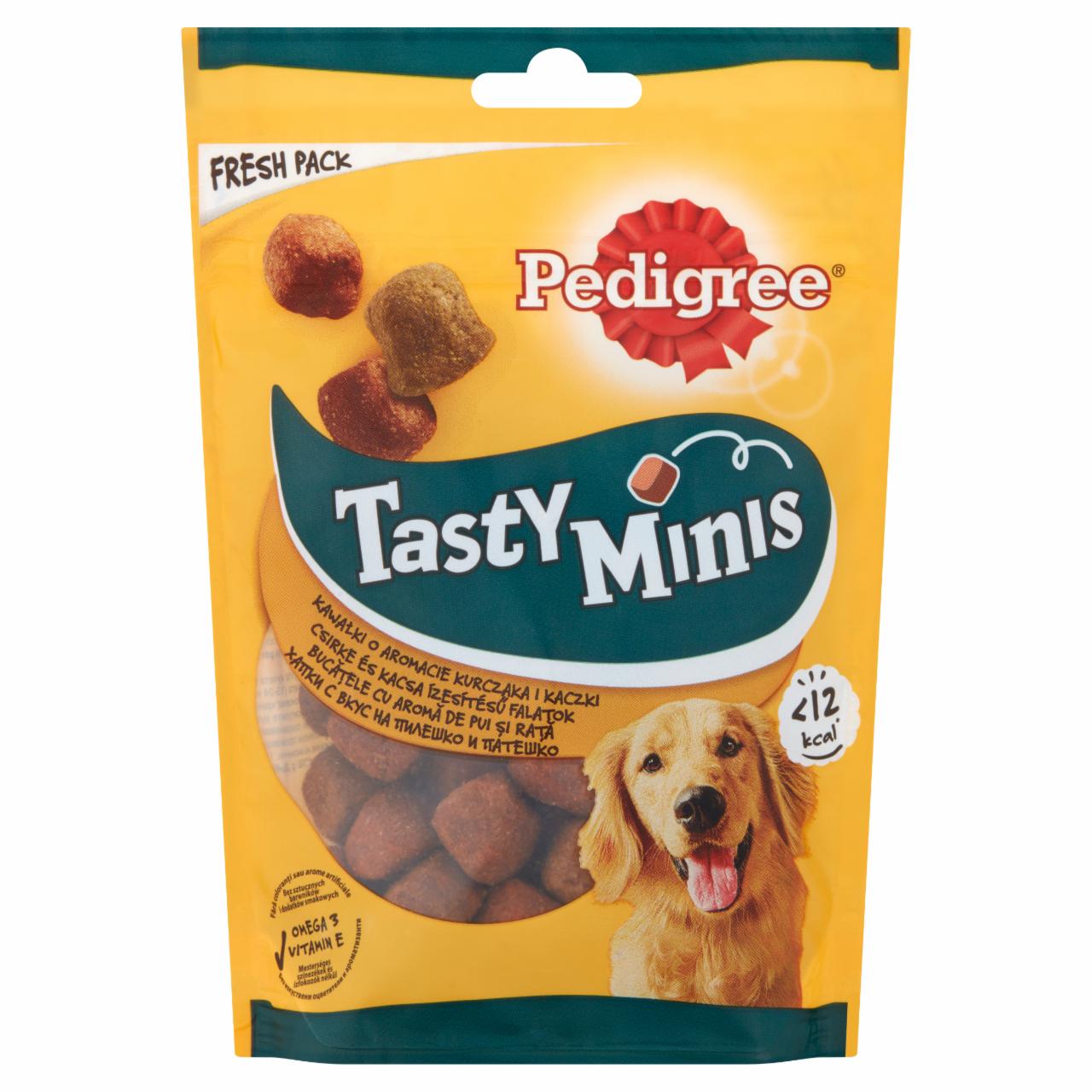 Képek - Pedigree Tasty Minis csirke és kacsa ízesítésű kiegészítő állateledel felnőtt kutyák számára 130 g