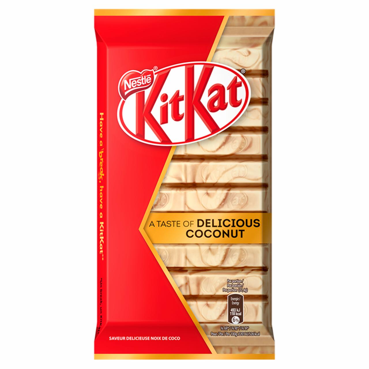 Képek - KitKat ropogós ostya kókusz- és mandulaízű fehér és tejcsokoládéban 112 g
