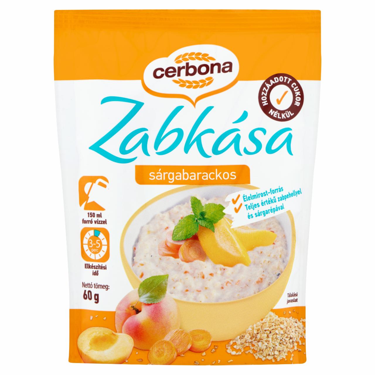 Képek - Cerbona sárgabarackos zabkása cukor hozzáadása nélkül, édesítőszerrel 60 g