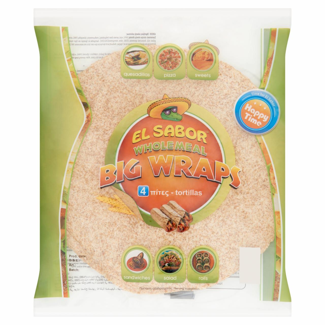 Képek - El Sabor Big Wraps teljes kiőrlésű tortilla 245 g