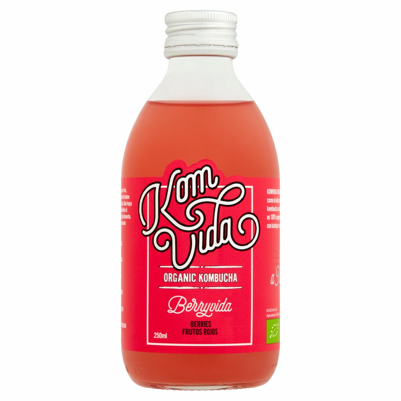 Képek - Komvida BIO alkoholmentes ital kombuchaból bogyós gyümölcsökkel és hibiszkusszal 250 ml