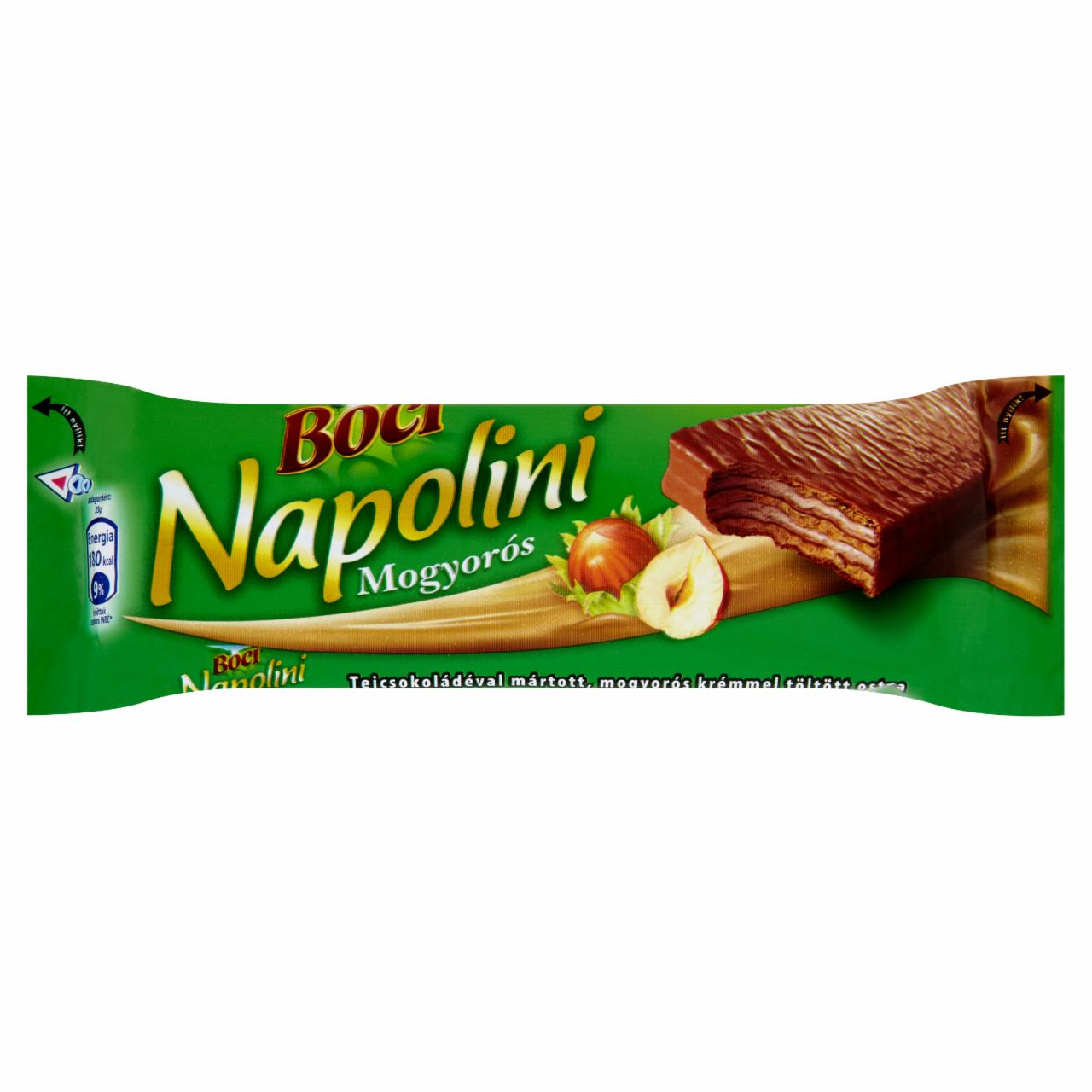 Képek - Boci Napolini tejcsokoládéval mártott, mogyorós krémmel töltött ostya 33 g