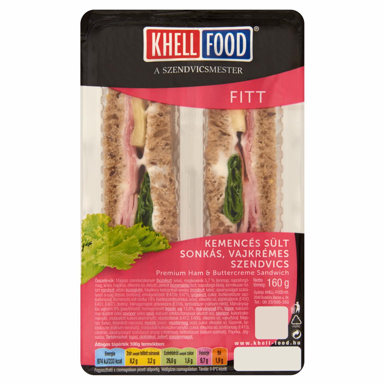 Képek - Khell-Food Fitt kemencés sült sonkás, vajkrémes szendvics 160 g